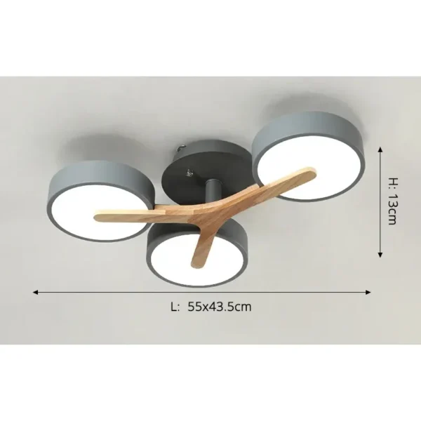 Plafonnier led en bois style nordique gris