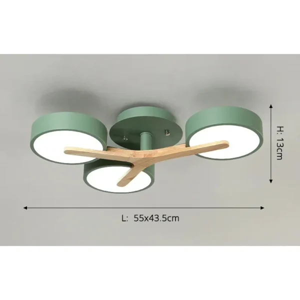Plafonnier led en bois style nordique vert